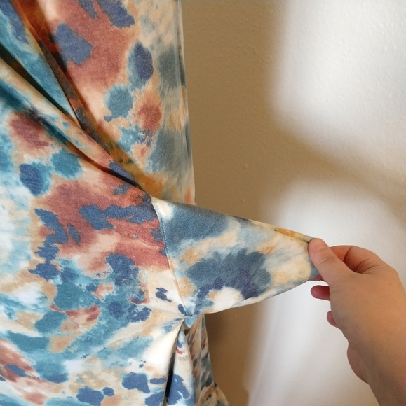 Blue Tie Dye Soft French Terry Cami Maxi Dress Plus Sized 2X - Picture 9 of 15